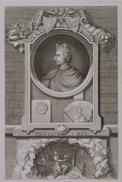 Jindřich I. (1068-1135) anglický král z roku 1100, vyryto umělcem od George Vertue