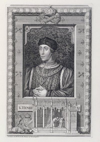 Jindřich VI. (1421-71) anglický král 1421-66 a 1470-71, podle portrétu v Kensingtonském paláci, vyrytý umělcem od George Vertue