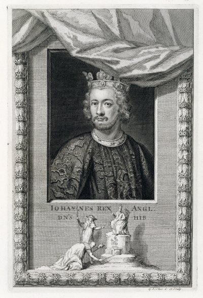 John (1167-1216) anglický král z roku 1199, vyryto umělcem (rytina) od George Vertue