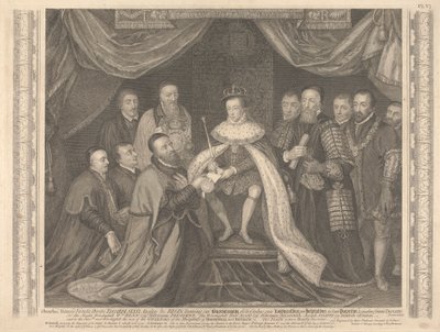 Král Edward VI. předává Chartu pro Bridewell siru Georgi Barnesovi od George Vertue