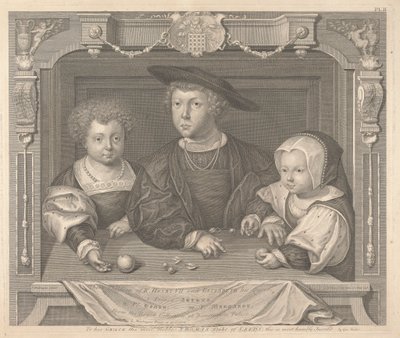 Tři děti Jindřicha VII. a jeho královny Alžběty, prince Artuše, prince Jindřicha a princezny Margaret od George Vertue