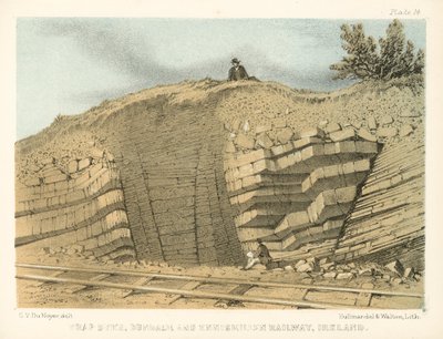 Trap Dyke, Dundalk and Enniskillen Railway, Irsko (kolorovaná rytina) od George Victor Du Noyer