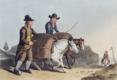 Soukeníci vezou sukno na trh, z knihy "Kostým z Yorkshiru", kterou vyryl Robert Havell (1769-1832) 1814 od George Walker