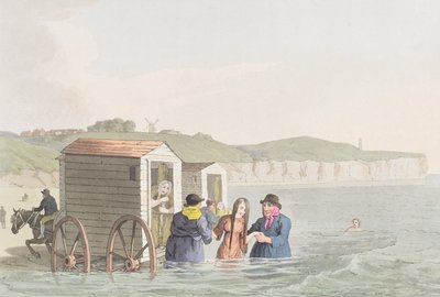 Koupání v moři v zátoce Bridlington, z knihy "Costumes of Yorkshire", autor George Walker od George Walker