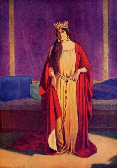 Vystavila široký zlatý pás kolem pasu a zlatý řetěz, který ji připoutal k zemi, z „Legends of the Alhambra“ od Washingtona Irvinga (1783-1859) vydaného Lippincottem. od George Washington Hood