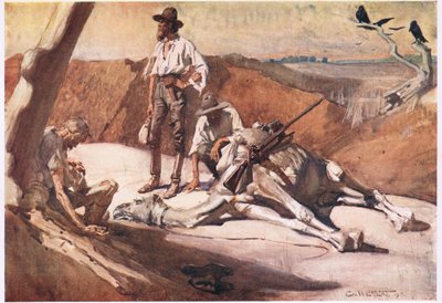 Na cestě k Mount Hopeless (barevné litho) od George Washington Lambert