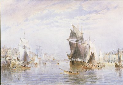 Small Craft on the River at Whitby by Whitby Bridge, 1877 (wc and scratch out) od George Weatherill