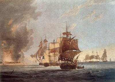 Důstojníkům, námořníkům a mariňákům lodí Jeho Veličenstva Amphion, Cerberus, Volage a Active, Tato deska představuje... vyhození francouzského komodora do povětří u ostrova Lissa v Jaderském moři dne 13. března 1811. od George Webster