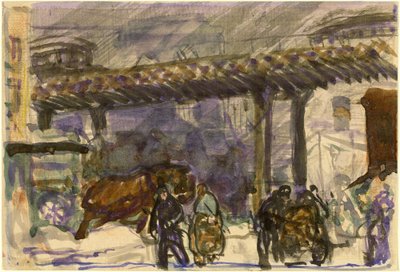 Zimní den - Pod vyvýšeninou poblíž Brooklynského mostu, c. 1907. od George Wesley Bellows