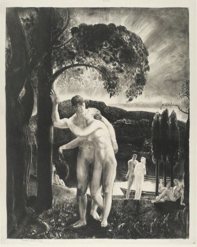 Amour, série Muži jako bohové, 1923 (litho na tkaném papíře) od George Wesley Bellows