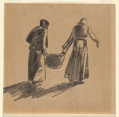 Žena s košíkem a krycí list s pokyny k tisku od George Wesley Bellows
