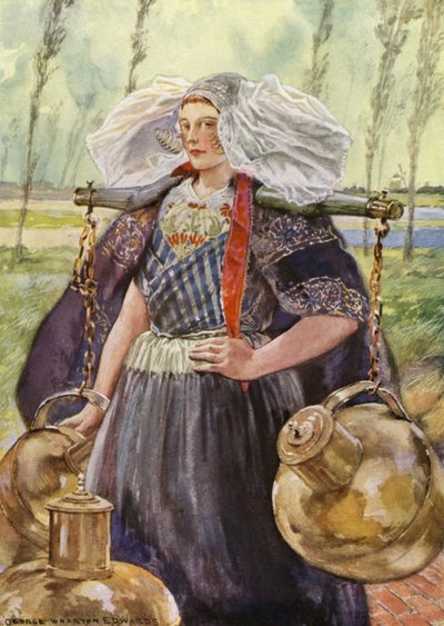 Zeeland Milkmaid (barevné lito) od George Wharton Edwards