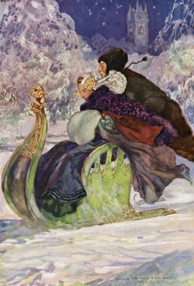Starožitné tlačné sáně, Frísko (barevné lito) od George Wharton Edwards