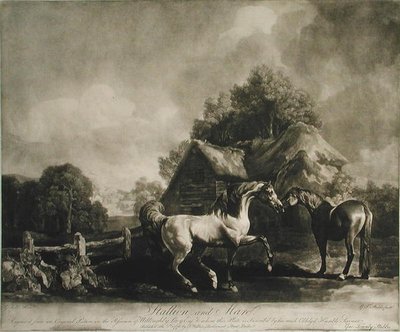 Hřebec a klisna, vyryl George Townley Stubbs (1756-1815) 1776 (mezzotinta) od George after Stubbs