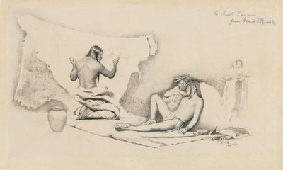 Studie k příběhu spisovatele, kolem roku 1884 (tužka a inkoust na papíře) od George de Forest Brush or Brusch