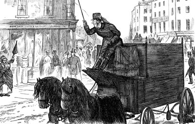 Rušná pouliční scéna v Londýně od George du Maurier