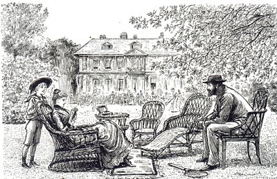 Rytina zobrazující typický proutěný nábytek. Ilustroval George du Maurier (1834-1896), francouzsko-britský karikaturista a spisovatel od George du Maurier