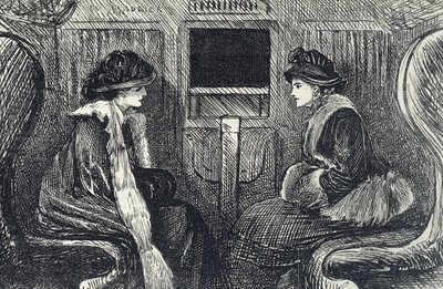 Kreslený film zobrazující cestující v londýnském metru od George du Maurier