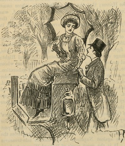 Flirtující. Ilustrace George du Maurier (1834-1896) vydaná v roce 1882. od George du Maurier