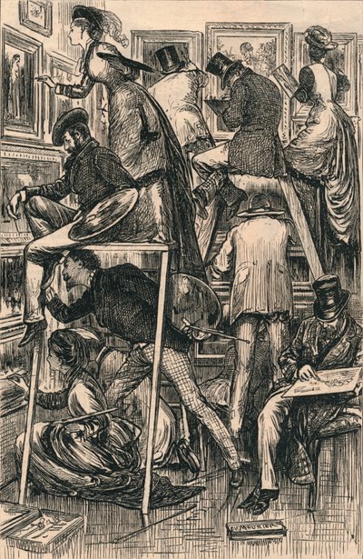 Lakovací den na Královské akademii, 1877 od George du Maurier