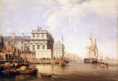 Pohled na Greenwichskou nemocnici ze severního břehu Temže od George the Elder Chambers