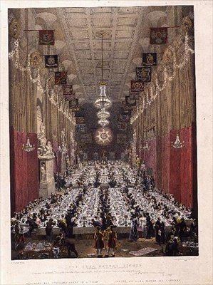 Večeře primátora v Guildhall, 9. listopadu 1828 (litho) od George the Elder Scharf