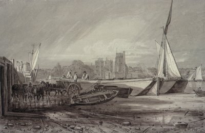Lambethský palác a kostel z Millbank od George the Younger Barret