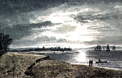 Pohled na řeku Adur s New Shoreham v dálce od George the Younger Barret