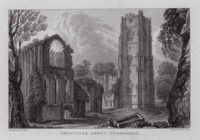 Fountains Abbey, Yorkshire (rytina) od George the Younger Cuitt