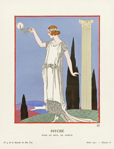 Psyche, z časopisu "Gazette du Bon Ton" (tisk) od Georges (after) Barbier