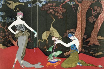 The Fashion for Lacquer, vyryl Henri Reidel od Georges (after) Barbier