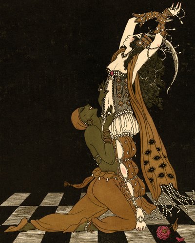 Václav Nižinskij a Ida Rubinstein v Schéhérazade od Georges (after) Barbier