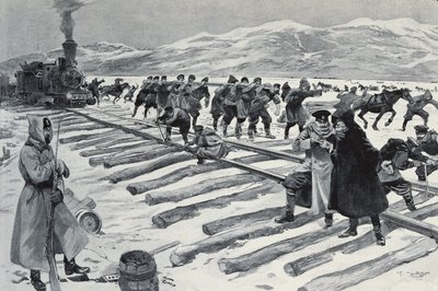 RUSKO. Přejezd jezera Bajkal (rytina) od Georges (after) Conrad