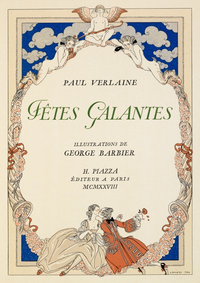 Muž a žena, líbání. od Georges Barbier
