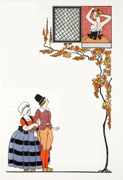 Obdiv z dálky (pochoir print) od Georges Barbier