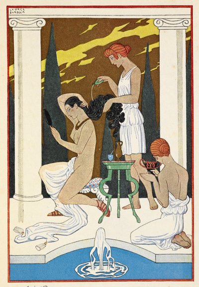 Starověký Řím. Osobnost, která si myje vlasy služebnictvem. od Georges Barbier