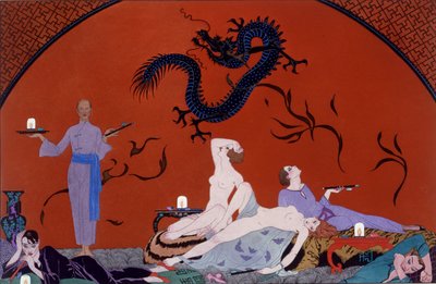 V domě Pasotzů, kolem roku 1921 (pochoir print) od Georges Barbier