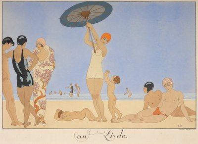 Au lido. Lidé na pláži. od Georges Barbier