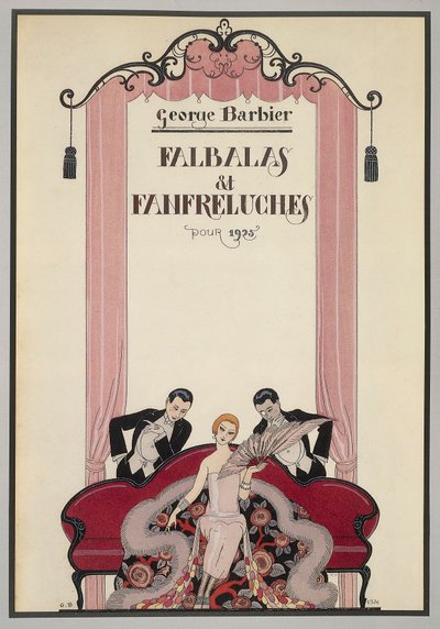 Obálka Falbalas et Fanfreluches, almanach z roku 1925, od George Barbiera (1882-1932), Francie, 20. století od Georges Barbier