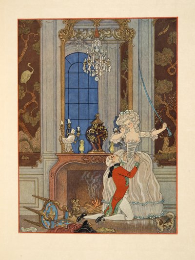 Danceny vyjadřující svou lásku Cecile, Ilustrace z hospody 