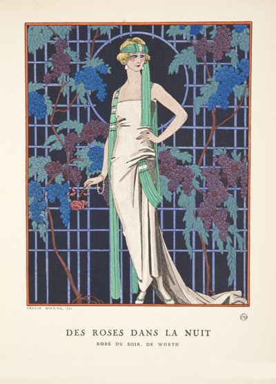 Růže v noci, z kolekce módních talířů od Georges Barbier