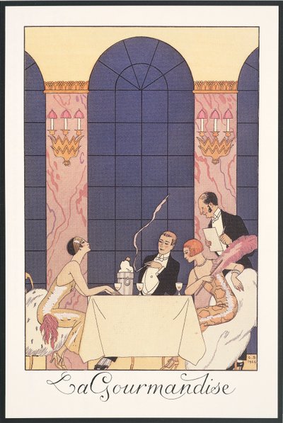 Falbalas and Fanfreluches, Almanach na rok 1925: "La Gourmandise", od George Barbiera, tisk od Georges Barbier