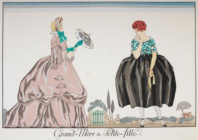Grand-Mere et Petite fille. Starší žena a mladá dívka. od Georges Barbier