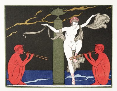 Ilustrace z Les Chansons de Bilitis, Pierre Louys, hospoda. 1922 (tisk šablony) od Georges Barbier