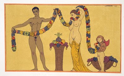 Ilustrace z Les Chansons de Bilitis, Pierre Louys, hospoda. 1922 (tisk šablony) od Georges Barbier