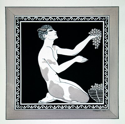 Odpoledne fauna z cyklu „Návrhy tanců Václava Nižinského“ (1889-1950). Georges Barbier (1882-1932), šablonový tisk od Georges Barbier