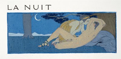 The Night, ilustrace z Les Chansons de Bilitis, Pierre Louys, hospoda. 1922 (tisk šablony) od Georges Barbier