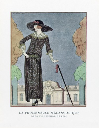 The Melancholic Walker, hospoda. 1922 (tisk šablony) od Georges Barbier