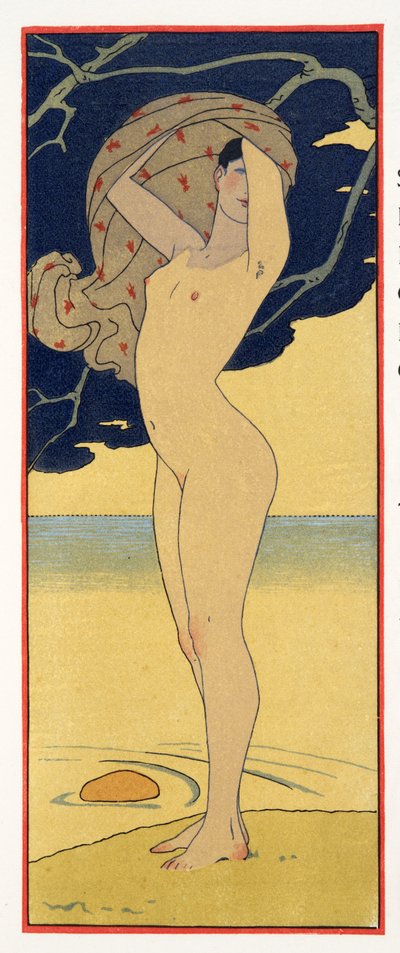 La Riviere de la Foret, ilustrace z Les Chansons de Bilitis, Pierre Louys, hospoda. 1922 (tisk šablony) od Georges Barbier