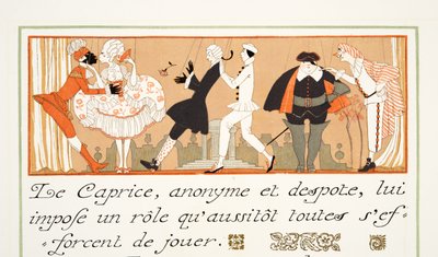 Le Caprice, od Personages de Comedie, hospoda. 1922 (tisk šablony) od Georges Barbier